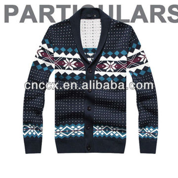 12STC0703 Снежинка печатных мужская вязаный кардиган свитер шаблон